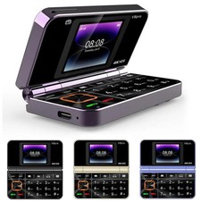 Unlocked V8 Pro Foldable Flip Mobile Cell Phones Big Button Dual SIM Dual Screen