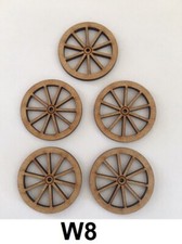 5 X OLD CART WHEELS 50MM LASER CUT WOODEN MDF CRAFT SHAPES WHEEL DECORATION