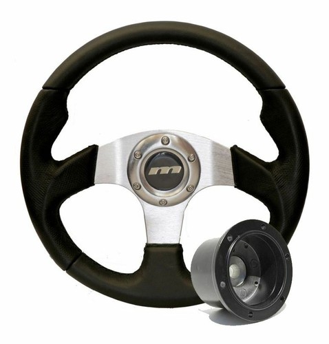300mm black leather steering - 300mm,