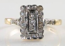 9K 9CT GOLD EDWARDIAN INS NATURAL DIAMOND ART DECO INS DAINTY RING Size L