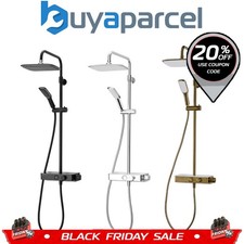 Triton Push Button Thermostatic Bar Mixer Shower Brass Chrome Matte Black + Rail