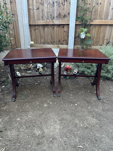Pair stag mahogany bedside - mahogany,