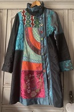 Desigual Multicoloured Coat Patchwork Embroidery Beads & Ornate Buttons Sz 16