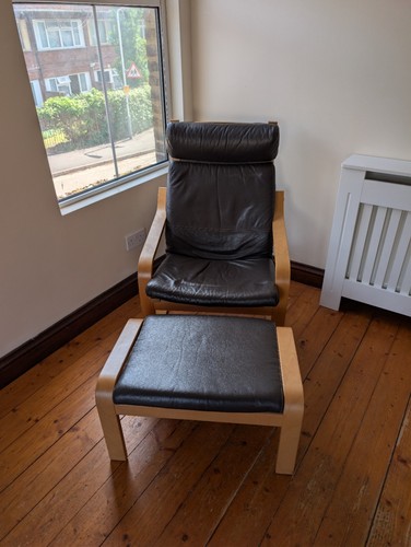Ikea black leather - black, armchair