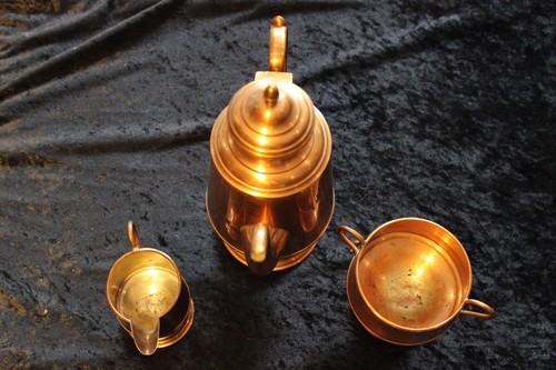 Copper coffee tableware with - copper,