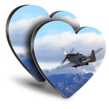 2x Heart MDF Coasters - P-51D