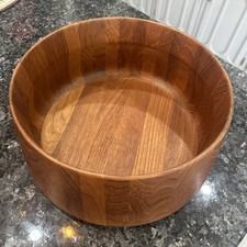 Staved Teak Bowl Dansk Designs Vintage MCM Danish Thailand Modern 12” Diameter