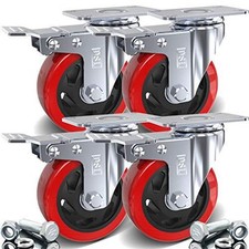 Heavy Duty Double Bearing Swivel Castor Wheel Trolley BRAKED 100mm - 700KG - 4pc