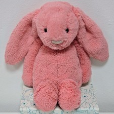 Jellycat Medium CORAL Pink Bashful Bunny Rare Retired ~ Very Good Condition