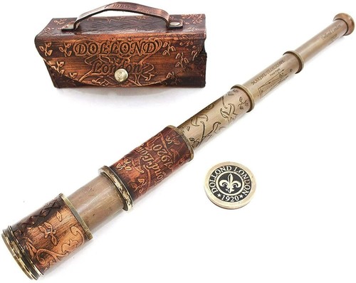 Brass antique telescope with - antique,