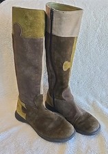 Camper Twins Puzzle Kaki/Star Raiz Tall Suede Boots Olive Green/brown Sz 37 (7)