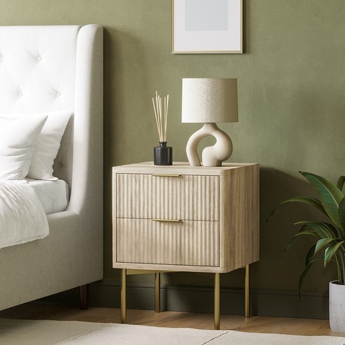 Oak and gold ribbed - and, drawer