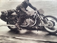 LEN WATTS MIKE CORSTON VINCENT  SIDE CAR OUTFIT PERIOD 1958 MOTORCYCLE ARTICLE