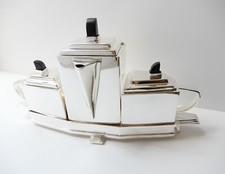 Art Deco Silverplated Architectural Tea Set Coffee Pot Christopher Dresser