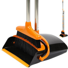 Long Handled Dustpan and Brush Set Strong Handle Dust Pan &Broom Upright Sweeper