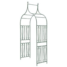 Garden Arch Iron Dark Green 129x60x283cm Spike Design Climbing for Plants