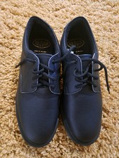 SOLOVAIR Mens UK 6.5 Black Leather 4 Eye SHOES Soft Suspension England 1462 NEW