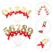 10 Pcs Wedding Toppers Birthday Cake Decors Card Insertion Numbers