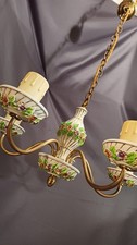 Beautiful vintage 5 arm Capodimonte brass and porcelain chandelier. Rewired.