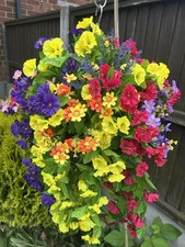 Large Colourful Garden Hanging Basket Artificial Flowers Trailing Plant Outdoor
