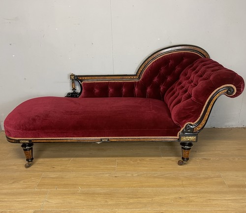 C19th ebonized chaise longue - c19th,