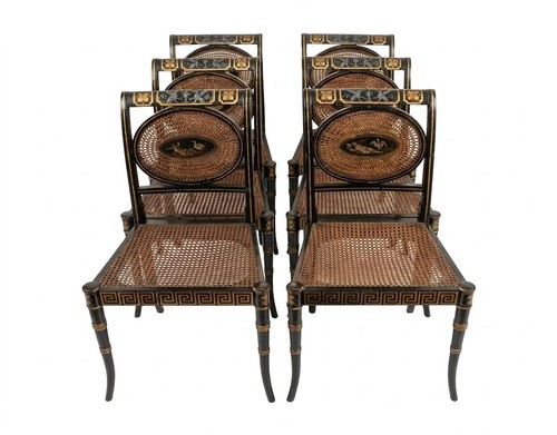 Six regency style ebonized - ebonized, &