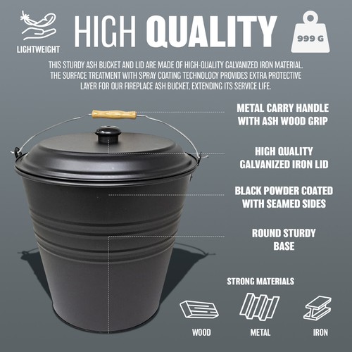 12l metal ash - metal, lid