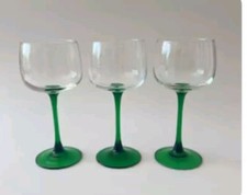  Arcoroc Luminarc,  D'Arques, Handblown Green Stem Wine Glass Goblets France