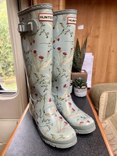 Hunter Ladies RHS LTD Edition Tall Wellington Boots Size Thistle (Scotland)