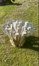 Driftwood Coffee Table 45 Cm Tall x 60 Cm Glass Top Modern Furniture
