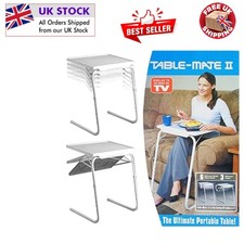 Adjustable Folding Table Mate for TV, Laptop & Dinner - Compact White Design