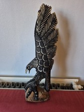 Bird Figurine Wood Carving Black Gold Approx 40cm Tall