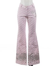 Rare Christian Dior Galliano Pink Monogram Trotter Embellished Pants 36FR