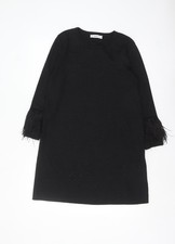 Zara Women Black Feather Trim