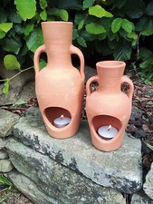 Patio Garden Table Tealight Amphora Clay Chiminea Outdoor / Indoor lighting
