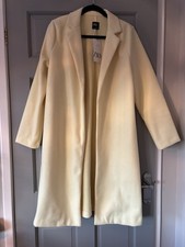 Zara Lemon Yellow Light Weight Wool Coat Size L Brand New With Tags