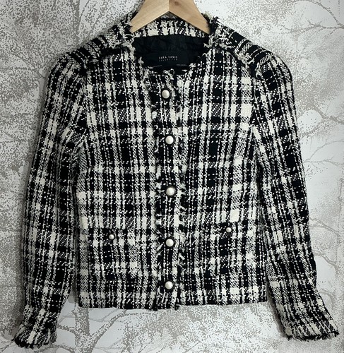Zara tweed jacket black - tweed,