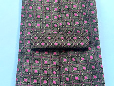 GIEVES & HAWKES Silk  Tie Old Gold And Pink Patterned