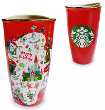 2020 Starbucks Disney Parks Happy Holidays Ceramic Travel Mug Tumbler – NEW