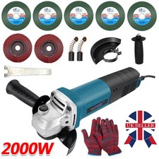 2000W Electric Angle Grinder Corded Cutting Grinding Cutter Tool 100mm Disc UK