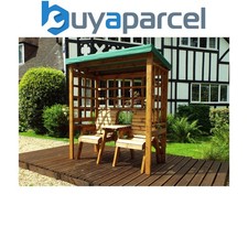 Charles Taylor Wooden Henley Garden Arbour Trellis & 2 Chairs Seat Green Cover