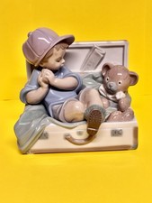 Lladro Vintage Porcelain Excellence My Favourite Place Boy Suitcase Teddy Rare