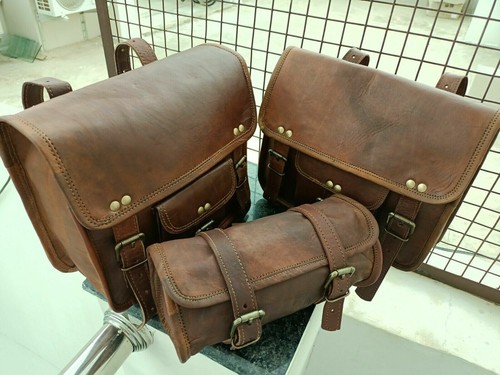 Leather motorcycle saddle bag - leather,