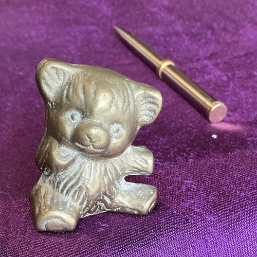 Small brass teddy bear - teddy,