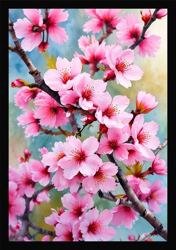 Vibrant cherry blossom framed - vibrant,