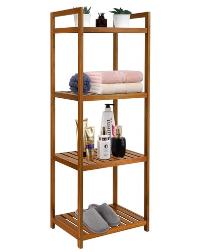 Teak wood bathroom shelf - bathroom,