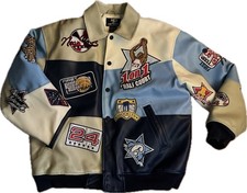 Rare Vintage Raw Blue Bomber Jacket Men's L 90's 80's NBA NHL Basketball Hip Hop