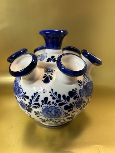 Delft blue tulip ceramic vase - blue,