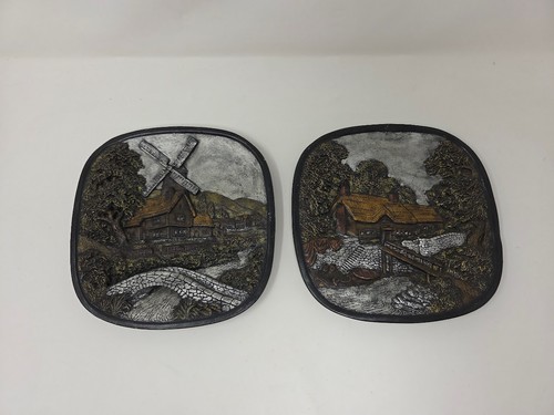 Vintage chalkware wall plaques - chalkware,