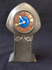 LIBERTY TUDRIC SIGNED DAVID VEASEY DESIGNED c1905 PEWTER CLOCK _ UNPOLISHED